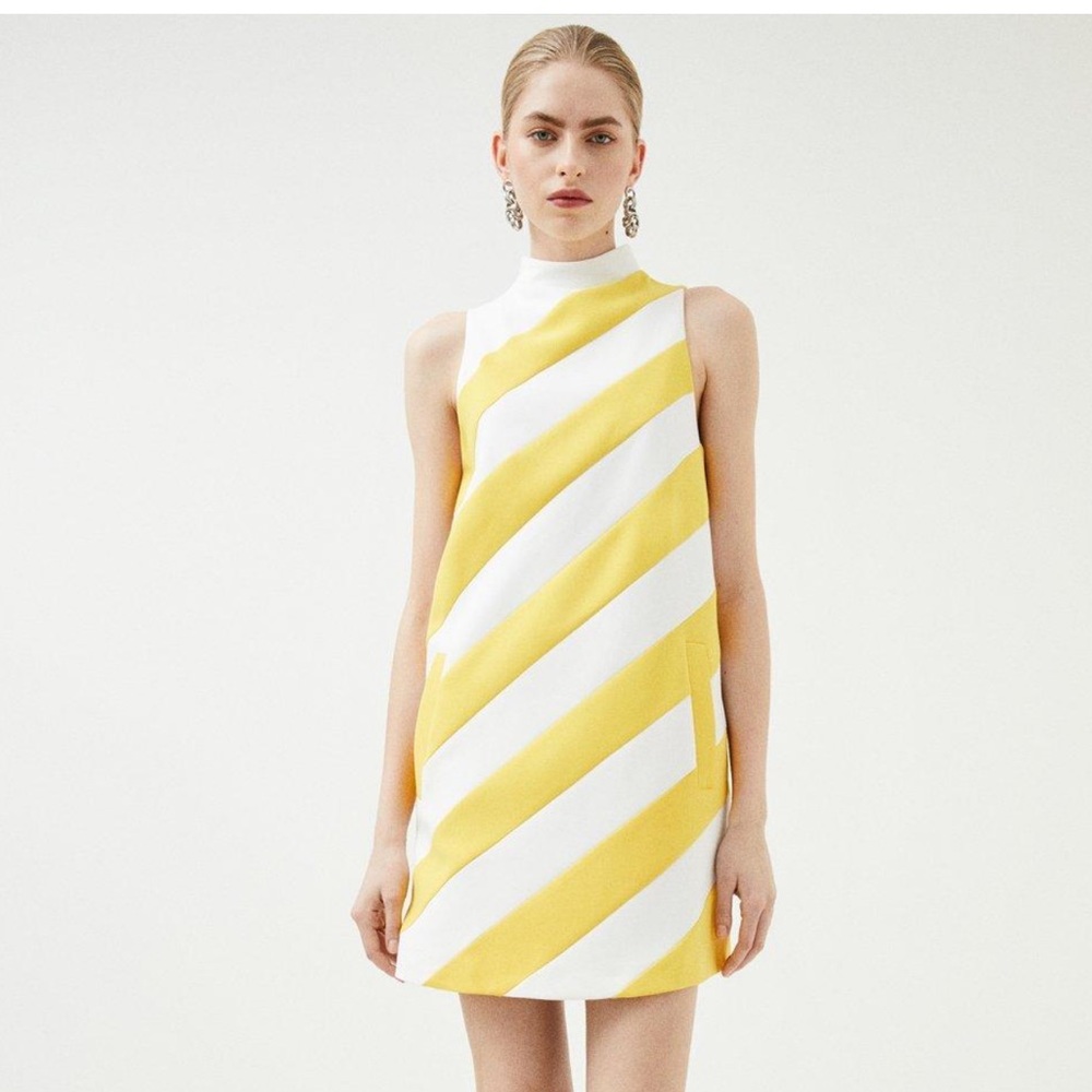 Karen Millen Compact Stretch Diagonal Stripe Shift Dress